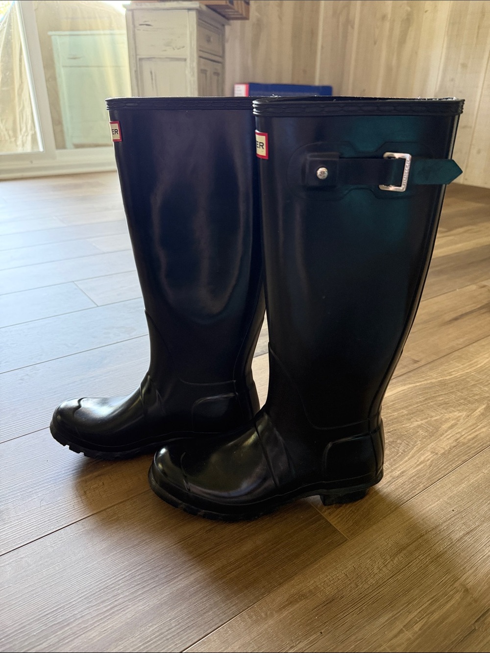 Hunter Gloss Black Knee-High Rain Boots - Picture 2 of 4